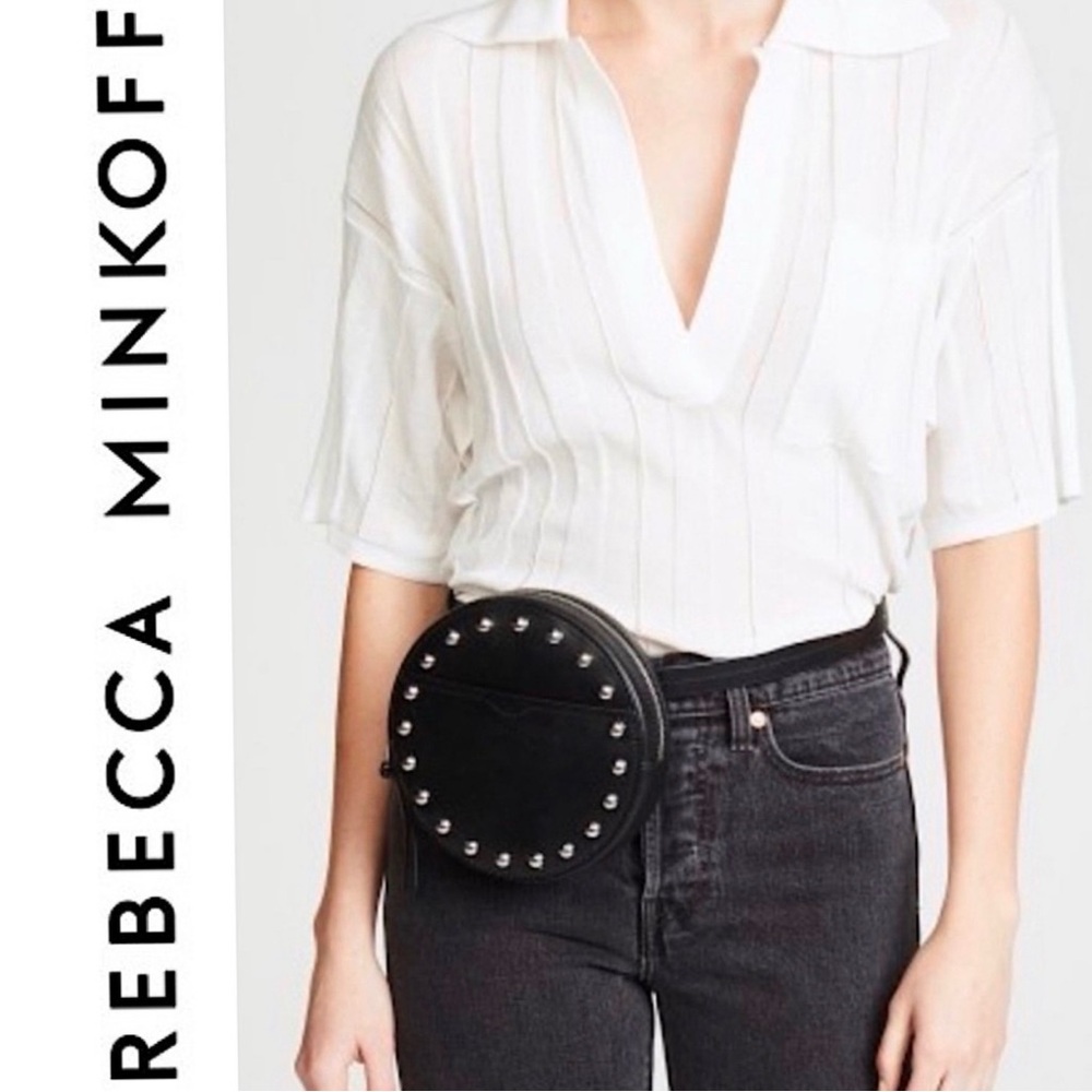 *REBECCA MINKOFF* NWOT Black Round Studded Belt Bag